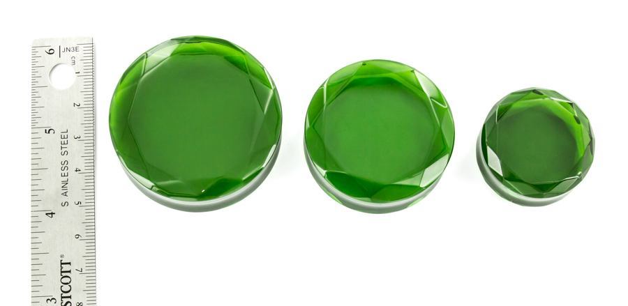 Double Faceted GREEN Glass Plug - Price Per 1