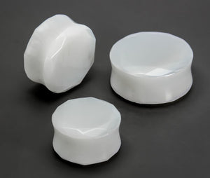 Double Faceted White Opalite Glass Plug - Price Per 1 - Painful Pleasures