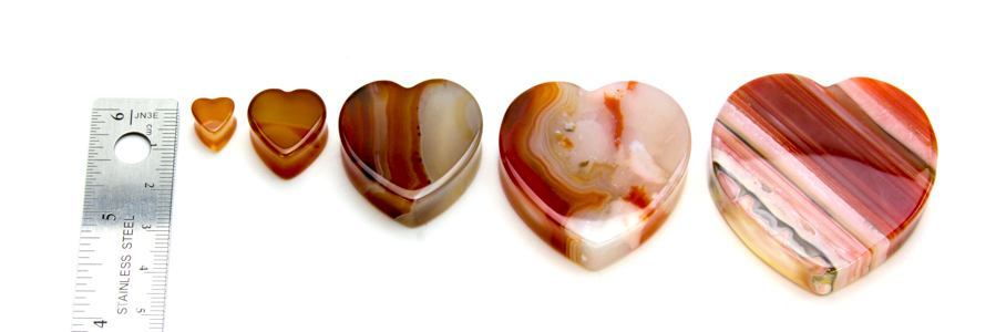 Red Agate Stone Double Flared Heart Plug — Price Per 1 - Painful Pleasures