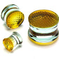 GOLDEN Honey Comb Glass Double Flare Plugs Price Per 1