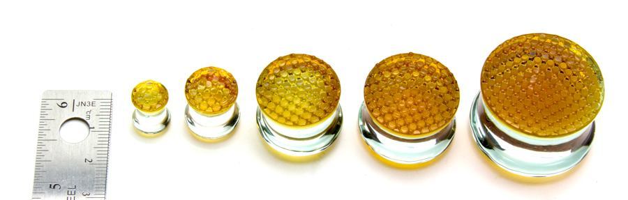 GOLDEN Honey Comb Glass Double Flare Plugs Price Per 1