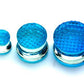 BLUE Honey Comb Glass Double Flare Plugs Price Per 1