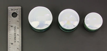 PEARL WHITE Front Glass Double Flare Plugs - Price Per 1 - Painful Pleasures