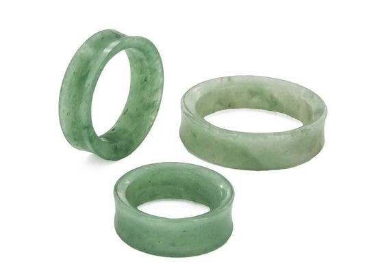 Green Aventurine Stone Double Flare Tunnel - Price Per 1