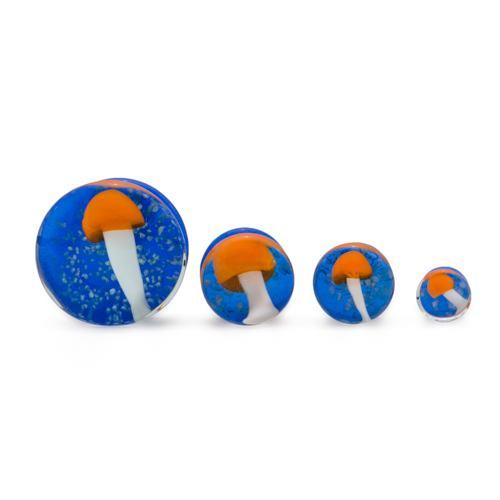 2g–20mm Double Flared Orange Mushroom Soda-Lime Glass Plug — Price Per 1