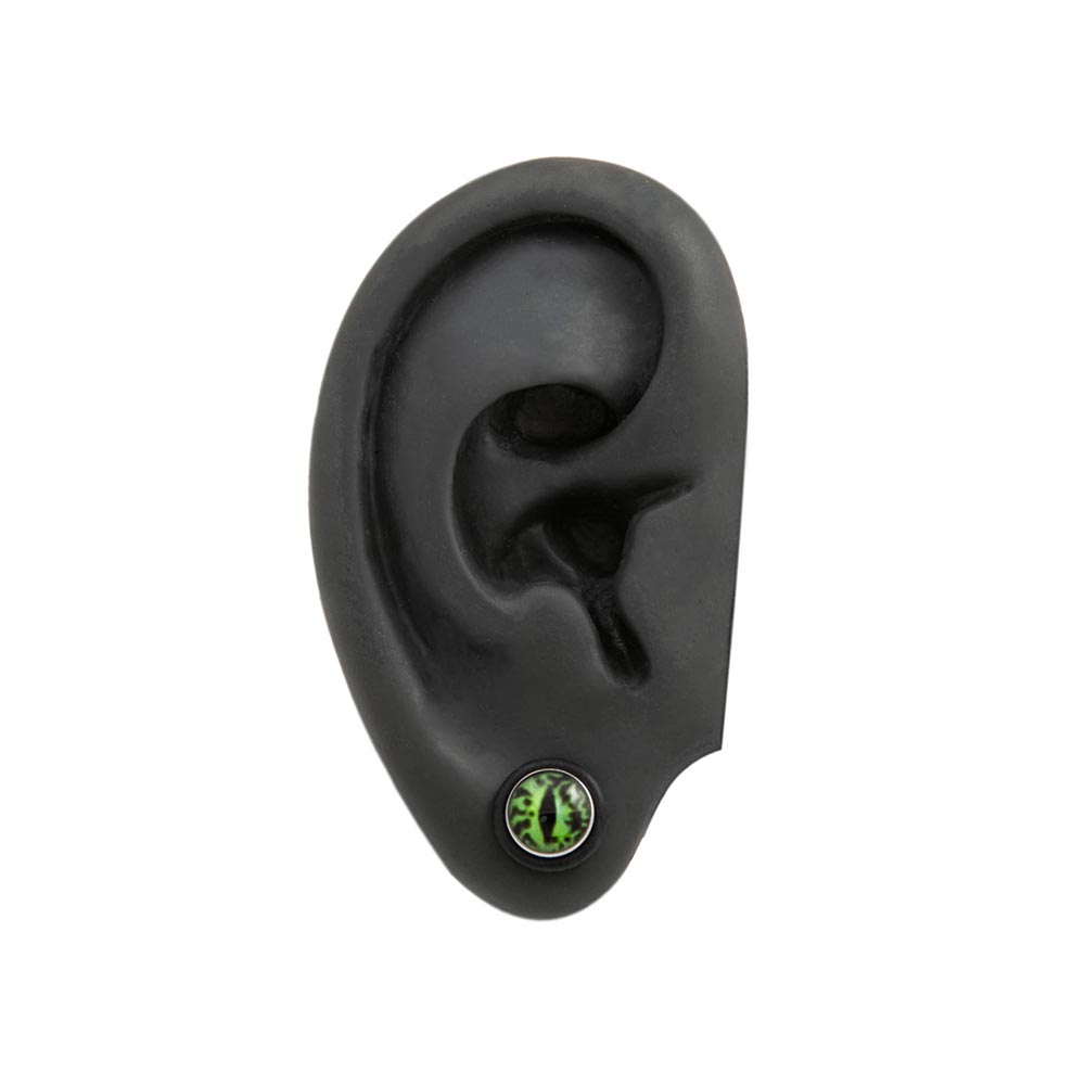 16g Green Eye Fake Plug — Front and Back Disc Design