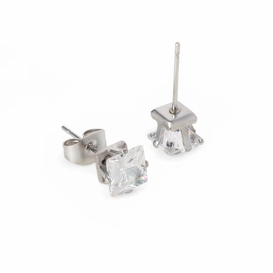 22g Square Crystal Jewel Stud Earrings — Price Per 2