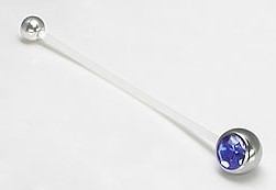 14g 2” Dark Blue Jeweled Pregnancy Belly Button Ring - Painful Pleasures