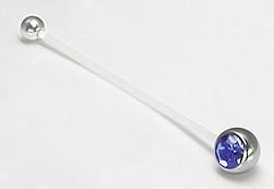 14g 2” Dark Blue Jeweled Pregnancy Belly Button Ring