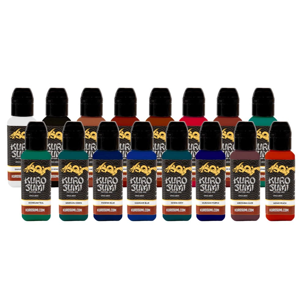 16 Color Primary Set #2 — Kuro Sumi Tattoo Ink — Pick Size