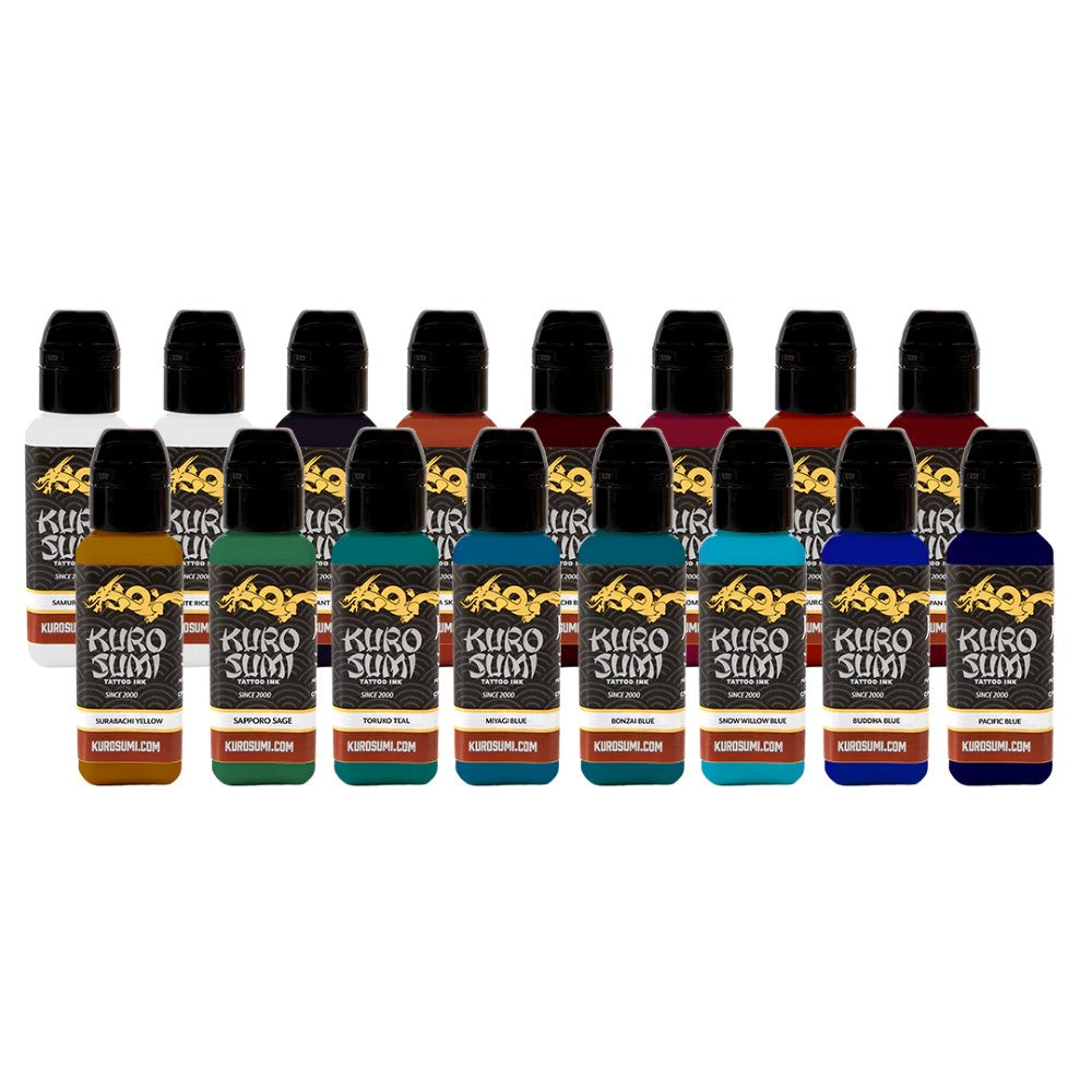 16 Color Primary Set #3 — Kuro Sumi Tattoo Ink — Pick Size