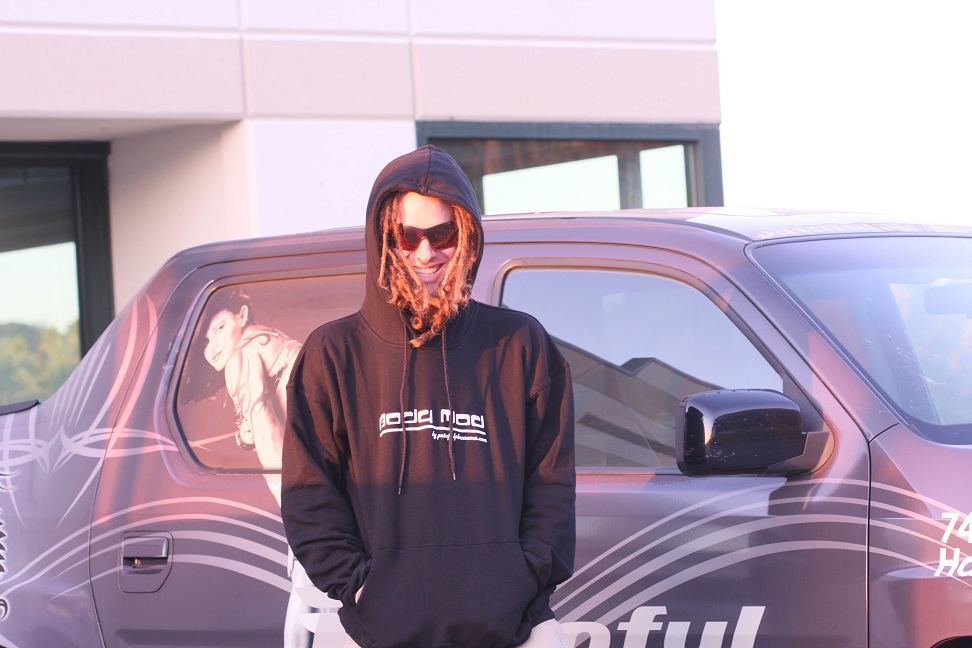 HOODED Black Sweat Shirt Painful Pleasures Bod Mod Design
