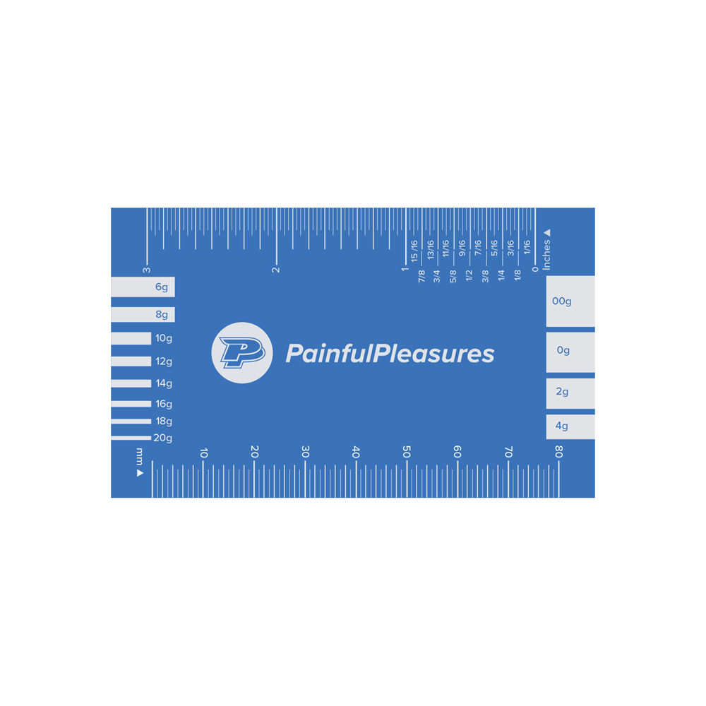 Painful Pleasures Body Jewelry Measuring Card - 2" x 3.5" - Price Per 1 (Main)