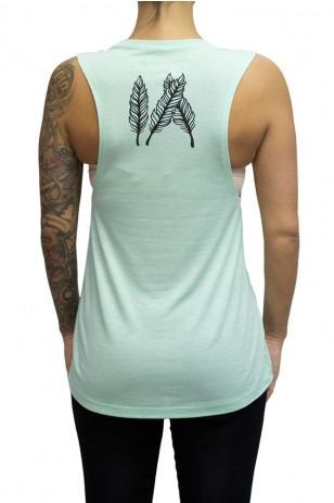 InkAddict Women’s Flock Together Mint Muscle Tank Back