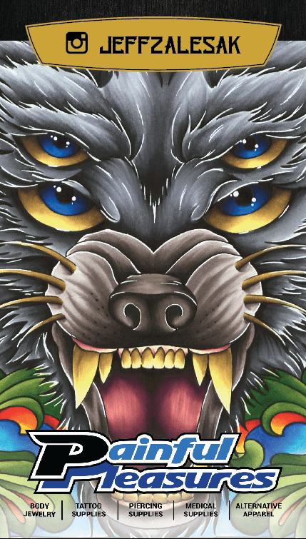 Jeff Zalesak Four-eyed Wolf Sticker 2”x 3.5”