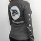 Painful Pleasures Unisex Grey Logo Long-Sleeve Shirt — Back View on Model