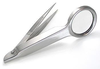Tweezers 3 1/2" with Magnifying Glass