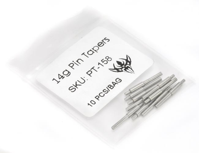 16g Disposable Stainless Steel Pin Taper for Internally Threaded or Threadless Jewelry — Price Per 1
