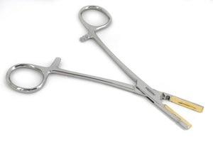 Dermal Anchor Locking Forceps 5.5" with Brass Tips - Painful Pleasures