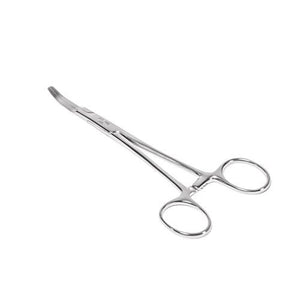 Curved 5.5" Stainless Steel Kelly Forceps with Flat Tip - Painful Pleasures