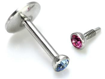 18g Internal Jeweled Steel Labret — Price Per 1