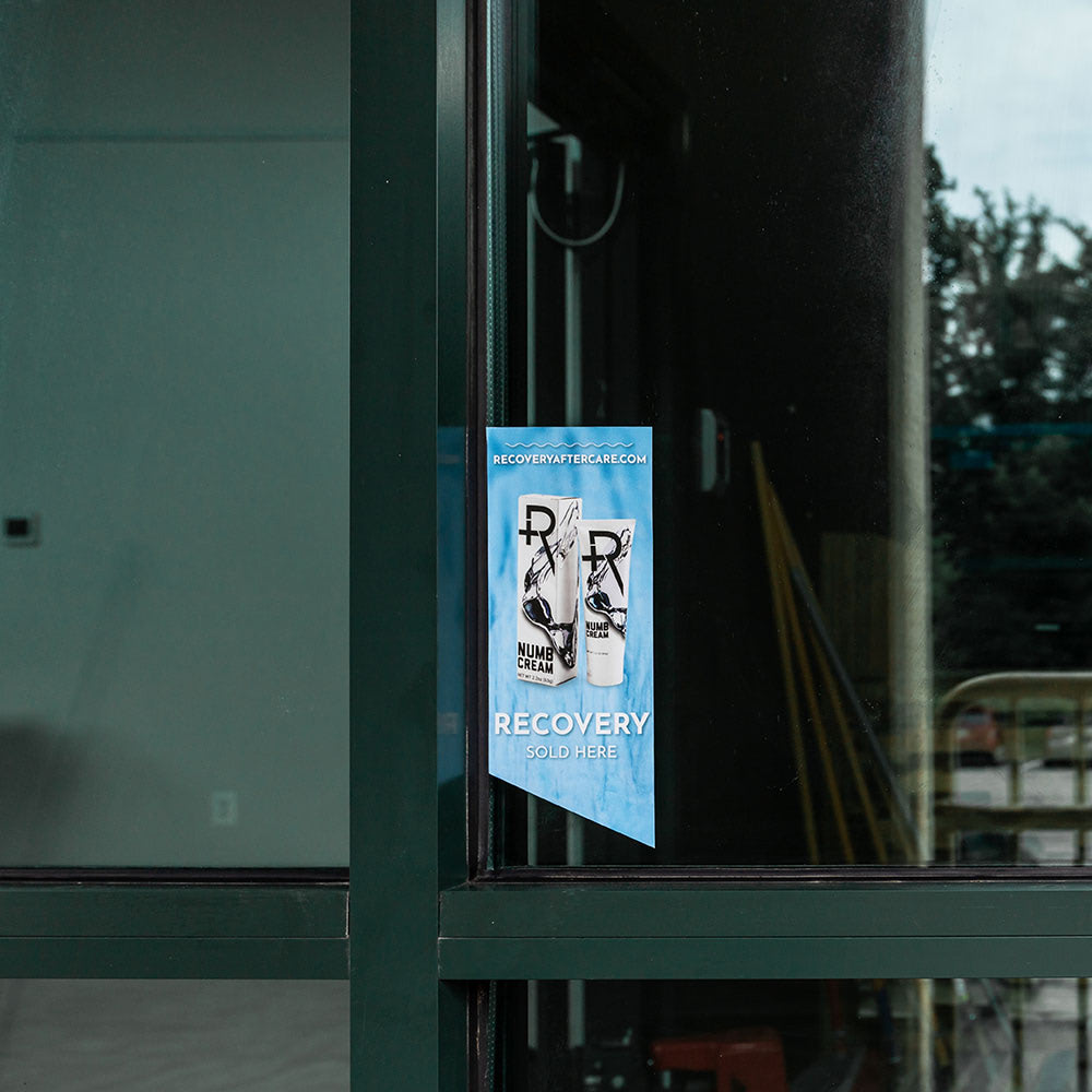 Recovery Ice Banner Window Cling on Display