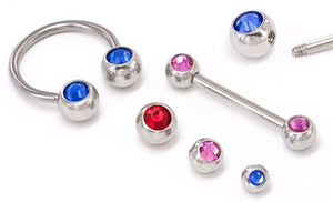 14g 90 degree Replacement GEM Balls - Face Outward - Painful Pleasures