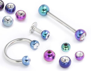 14g Externally Threaded Titanium Jeweled Ball - 4mm or 5mm - Price Per 1 - Painful Pleasures