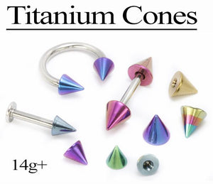 14g Externally Threaded Titanium Cone — Price Per 1 - Painful Pleasures