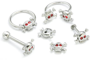 14g Red Eyes Skull N Bones Top — Price Per 1 - Painful Pleasures