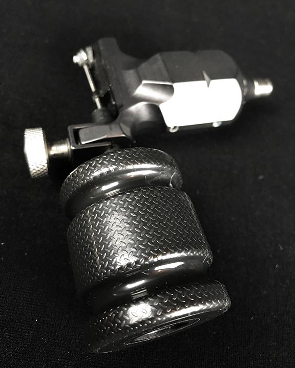 True Rogue Disposable Cartridge Tube Grips on Hex Machine — Side View