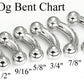 0g Bent Barbell Internally Threaded Stainless Steel Chart