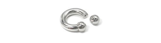 0g Internal Stainless Steel Circular Barbell- Ball Off