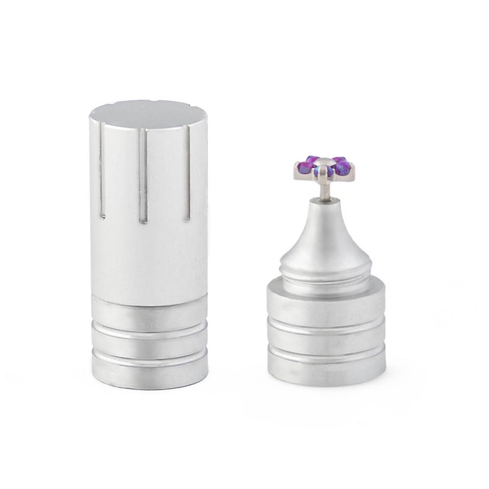 Threadless Aluminum Magnetic Body Jewelry Holder — Price Per 1 Showing Cap Use
