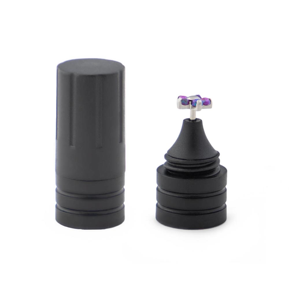 Threadless Black Plastic Magnetic Body Jewelry Holder — Price Per 1 Showing Cap Removal