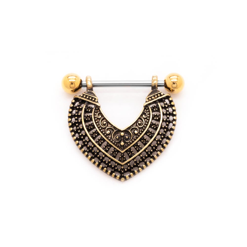 14g PVD Gold Ornamental Baroque Nipple Shield Jewelry — Price Per 1
