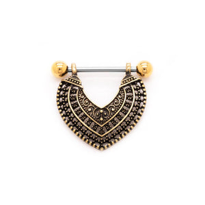14g PVD Gold Ornamental Baroque Nipple Shield Jewelry — Price Per 1 - Painful Pleasures