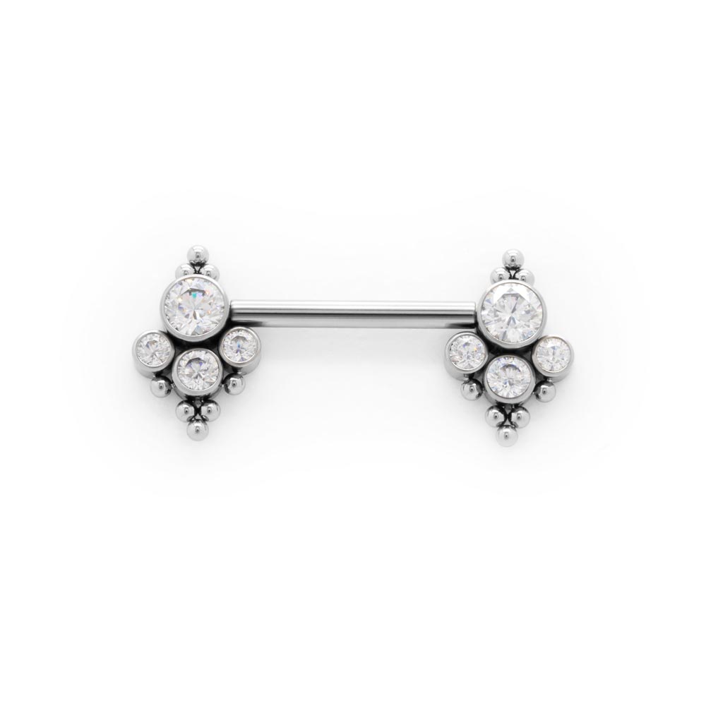 Tilum 14g 9/16” Jeweled Heirloom Titanium Threadless Nipple Barbell