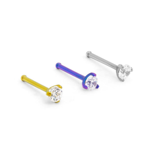 Tilum 20g Prong-Set Jeweled Titanium Nose Bone