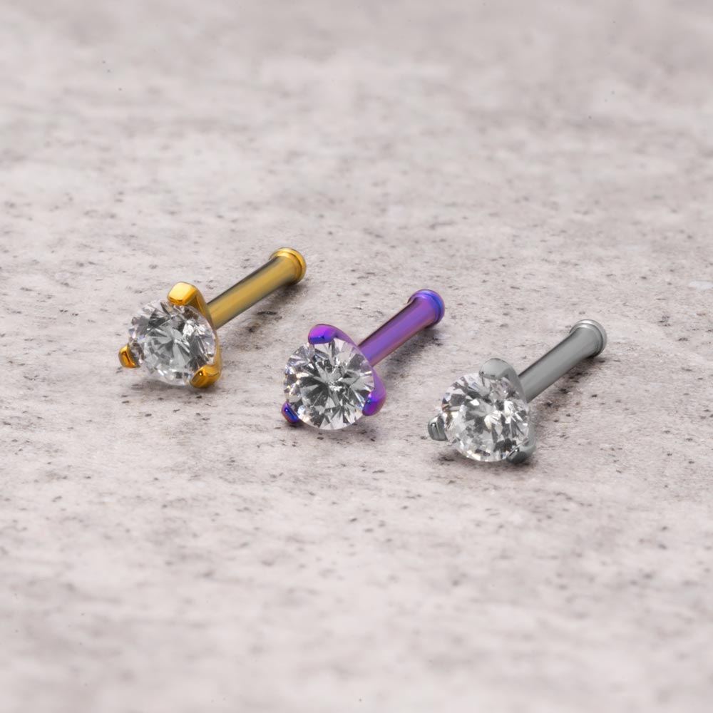 Tilum 20g Prong-Set Jeweled Titanium Nose Bone