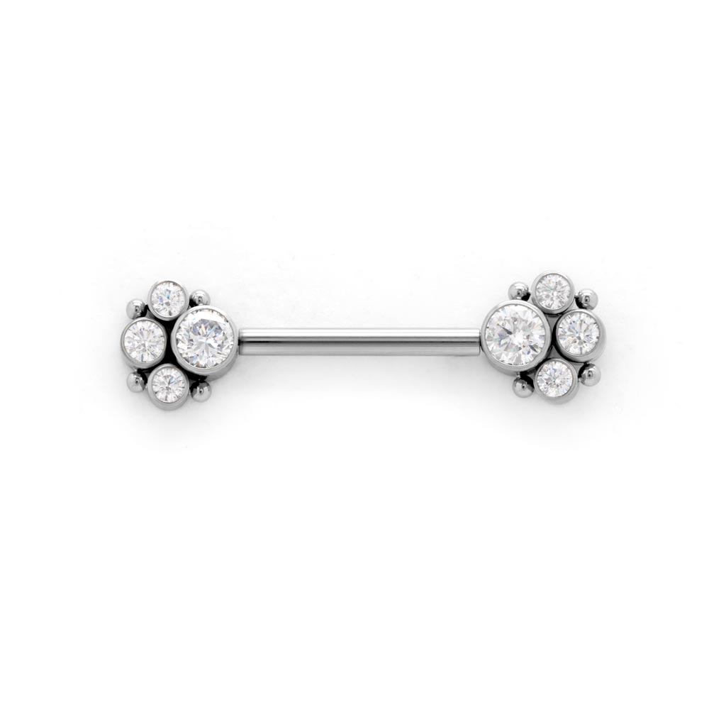 Tilum 14g 9/16” Jeweled Paw Print Titanium Threadless Nipple Barbell