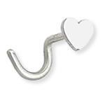 18G STEEL HEART NOSTRIL SCREW NOSE RINGS