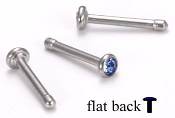 18g Bezel Flat Back Head Jeweled Nose Bone Jewelry