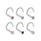 Front of 20g Bezel Set Flat Back Jeweled Nose Screw in Crystal on white background