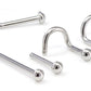 18g Steel Nose Screw, Bone, Fishtail Dome - Nose Body Jewelry