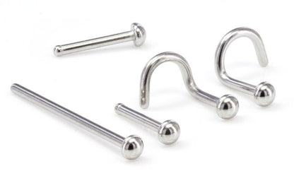 18g Steel Nose Screw, Bone, Fishtail Dome - Nose Body Jewelry - Painful Pleasures