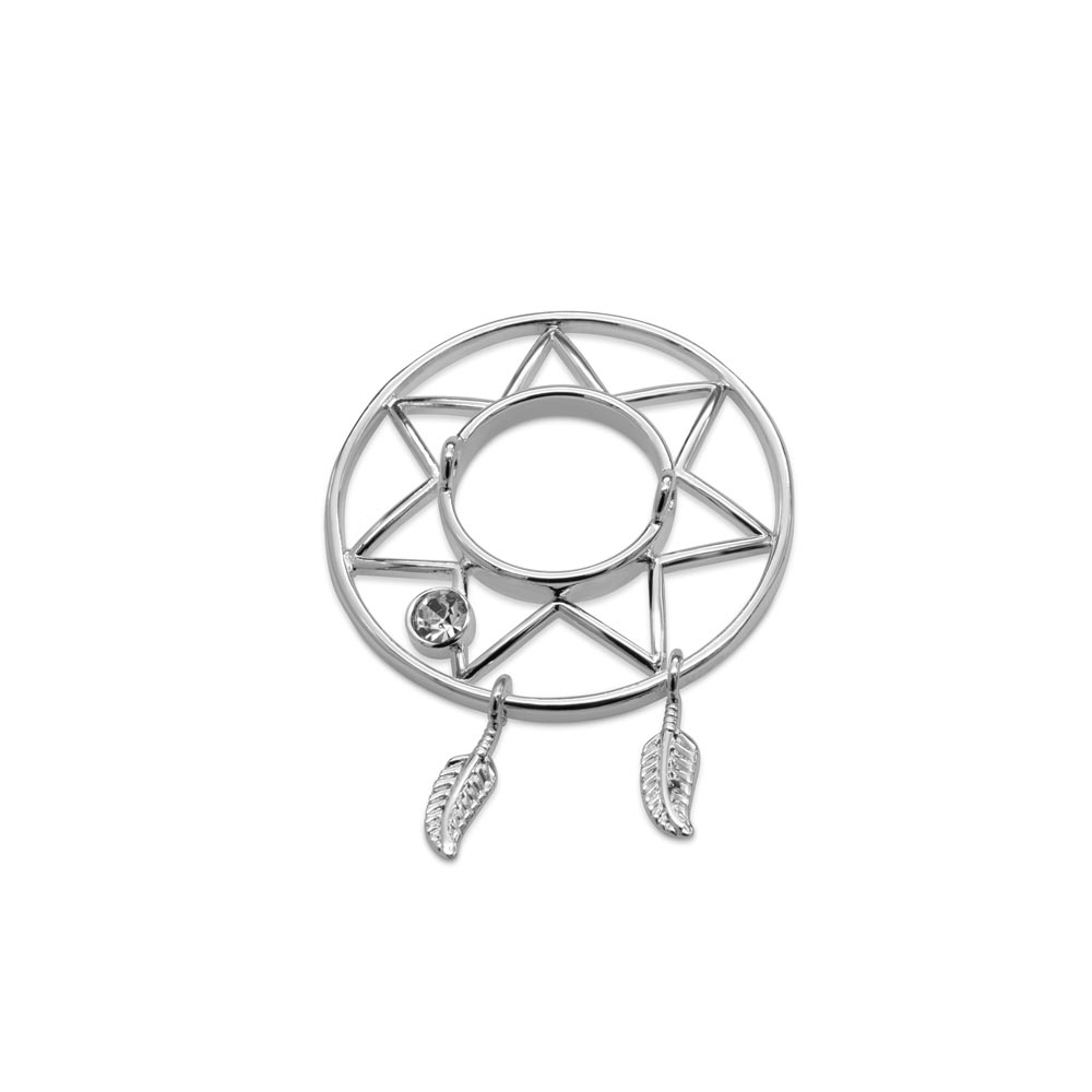 Star-Patterned Silver Nipple Shield and Feather Dangles 