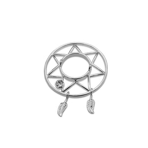 Star-Patterned Silver Nipple Shield and Feather Dangles 