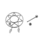 Star-Patterned Silver Nipple Shield and Feather Dangles with Barbell Ball Off