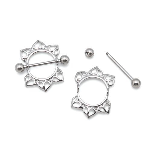 Stippled Silver Nipple Shield with Removable 14g Barbell